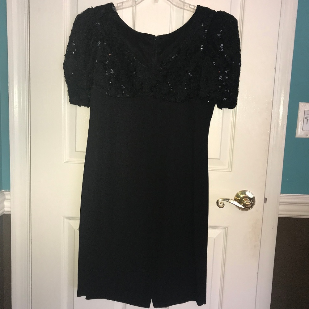 Vintage Black Sequined Evening Dress